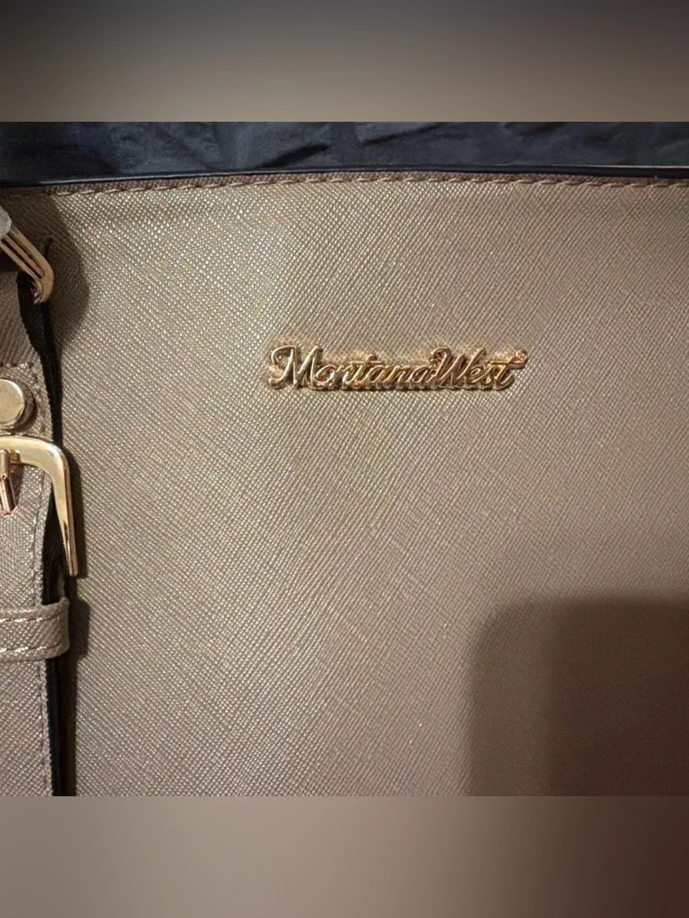 Montana West Taupe Tote with Gold-Tone Hardware